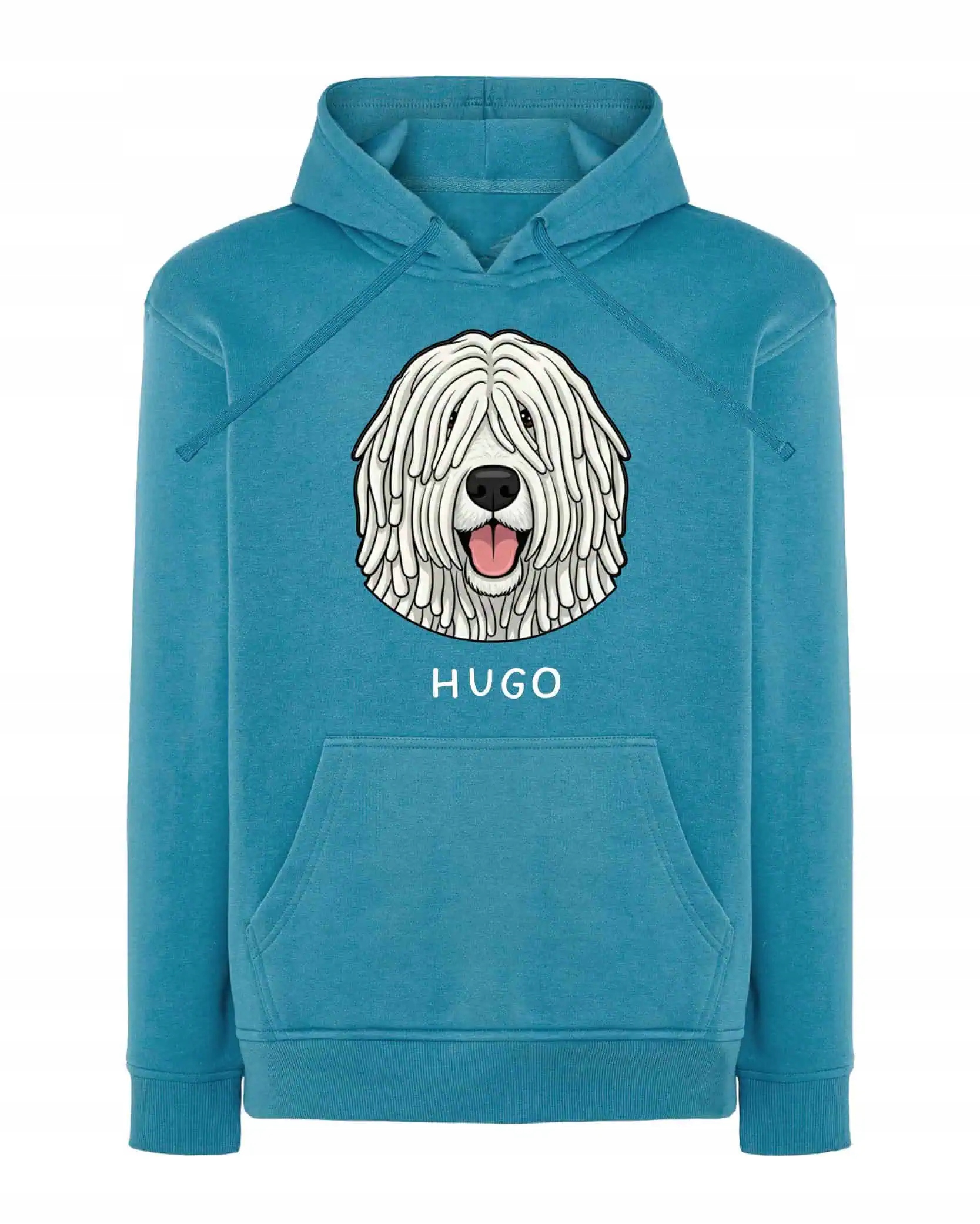 Mikina s kapucí Komondor Personalizovaná Pupil Pes Světle modrá L