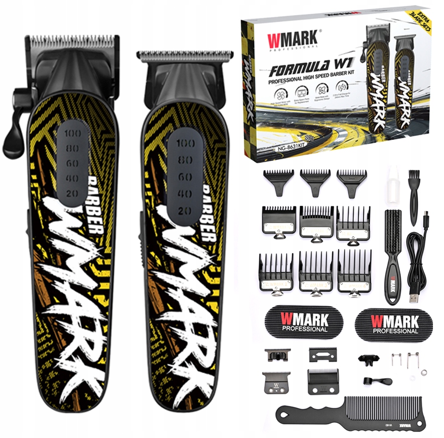 Wmark NG-8631 Formula W1 Barber Pro zestaw maszynka trymer akcesoria