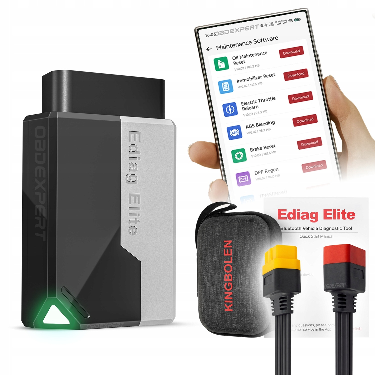 Ediag Elite OBD2 Canfd Diagnostické Rozhranie s 0,36m Obdii Predlžovacím Káblom