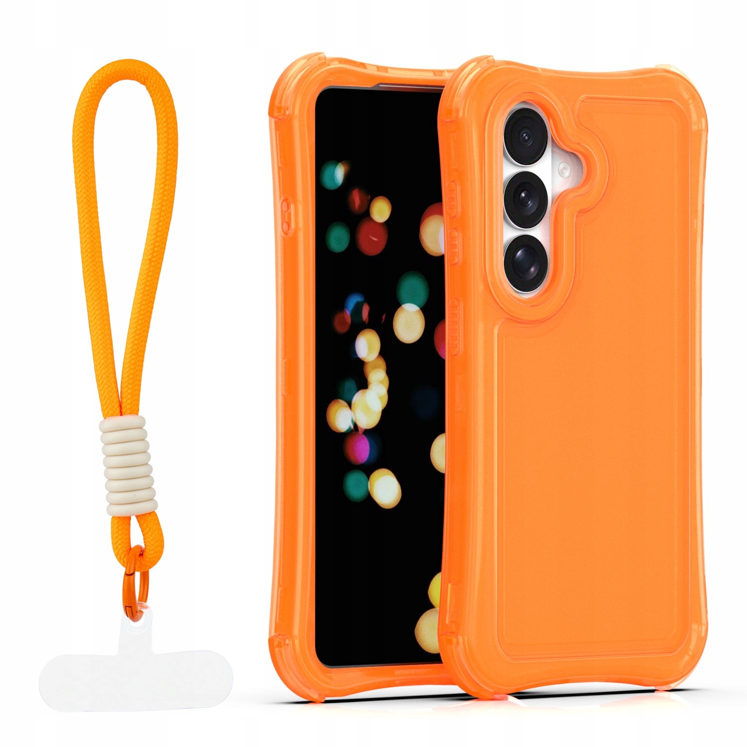Nakładka SafePop ze smyczą do Samsung Galaxy S24 S25 pomarańczowa Tfo