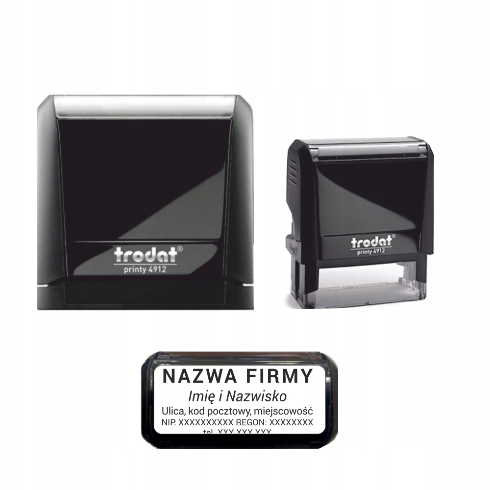 PIECZĄTKA FIRMOWA biurowa TRODAT 4912 do 6 wersów linii z GUMKA + PROJEKT EAN (GTIN) 0092399443704