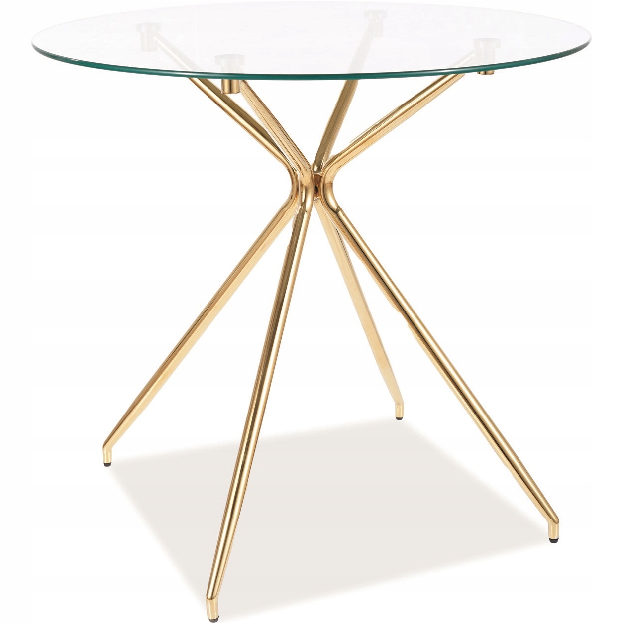 Stół Azalia Złoty Szklany Okrągły 80cm Stolik Salonowy do Jadalni i Kuchni