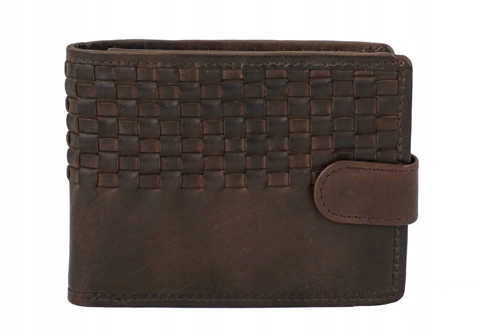 Exkluzivní pánská peněženka z přírodní kůže zapínáním tmavě hnědá