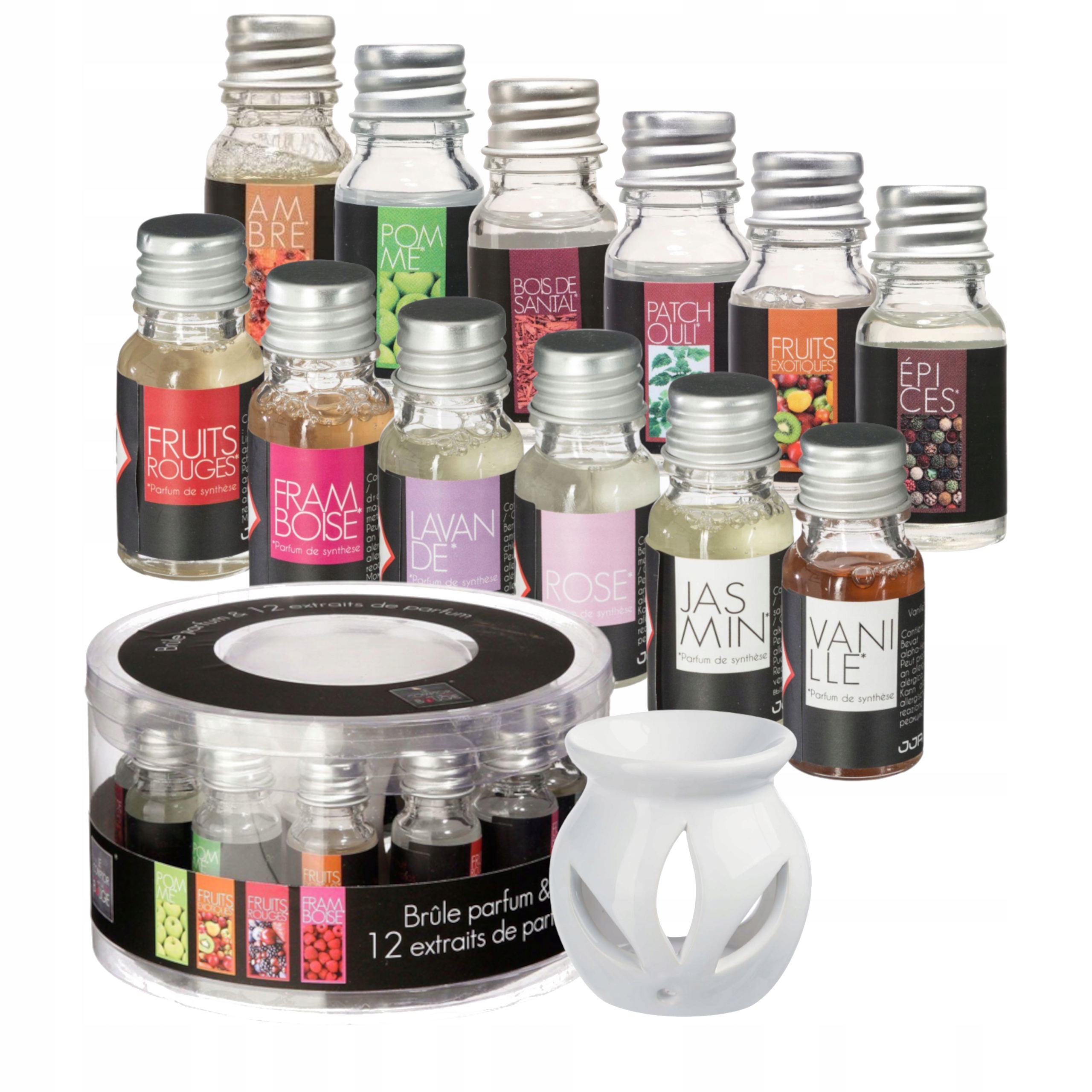 ZESTAW 12 OLEJKÓW ZAPACHOWYCH + KOMINEK ZAPACHOWY