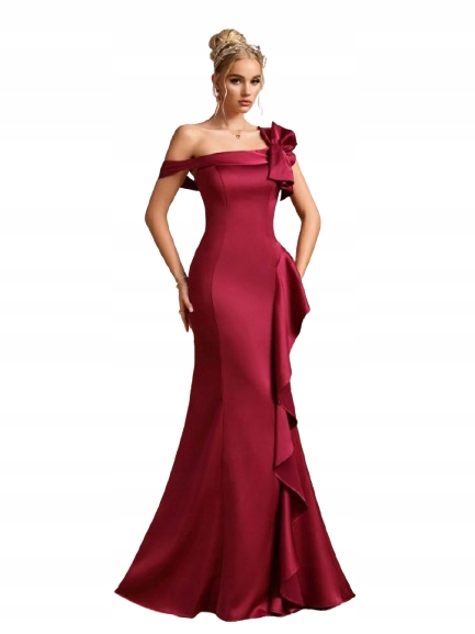 Shein Červená Šaty Večerní Sukně S Volánem 38 1JI