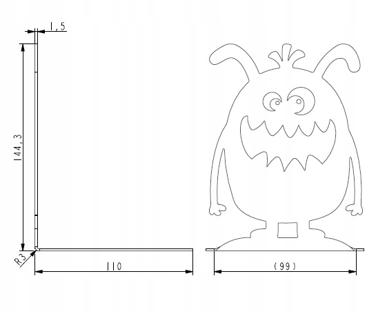 PODPÓRKA DO KSIĄŻEK OZDOBNA POTWÓR CZARNA Kolor czarny
