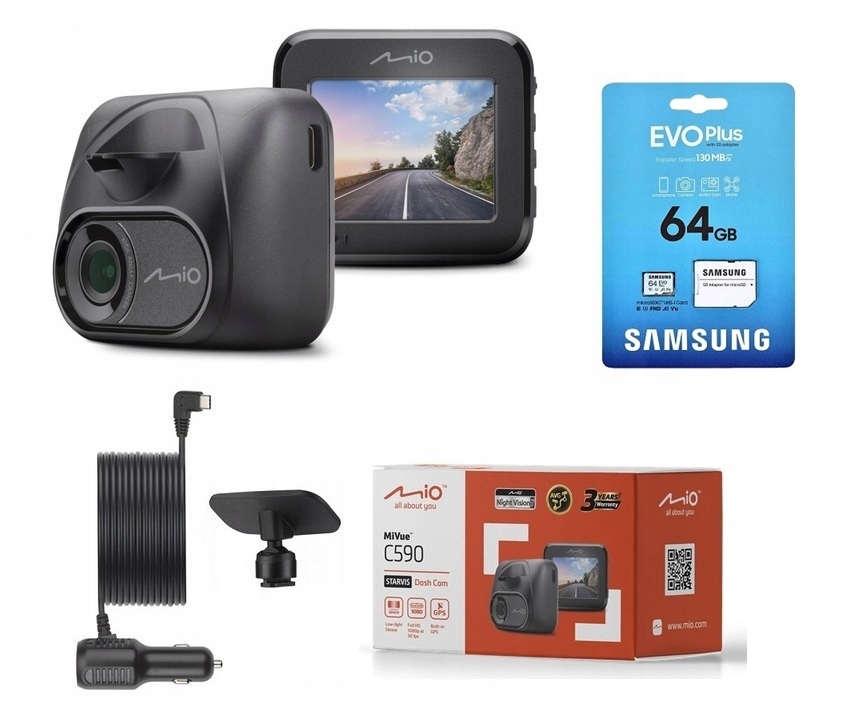 WIDEOREJESTRATOR MIO MIVUE C590 KAMERA SAMOCHODOWA GPS + 64GB