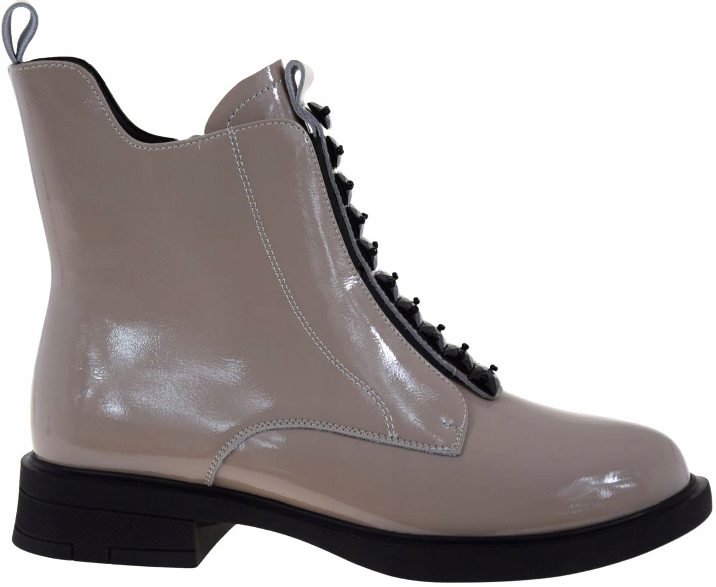 Elegantní dámské kotníkové boty S.barski MR52-108 béžová přírodní kůže, lak 38