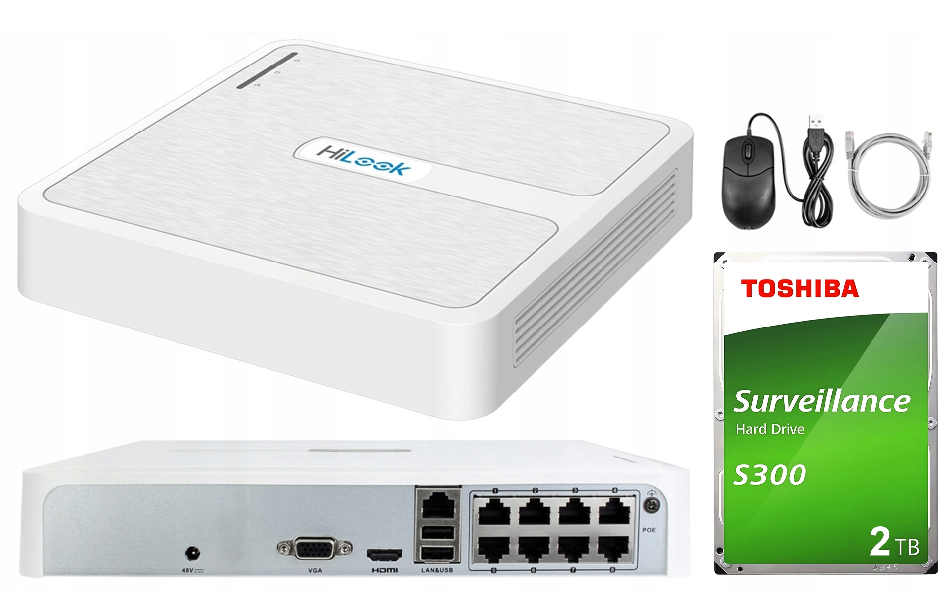 Ip rekordér HiLook by Hikvision NVR-8CH-H/8P pre 8x PoE disk Toshiba 2TB