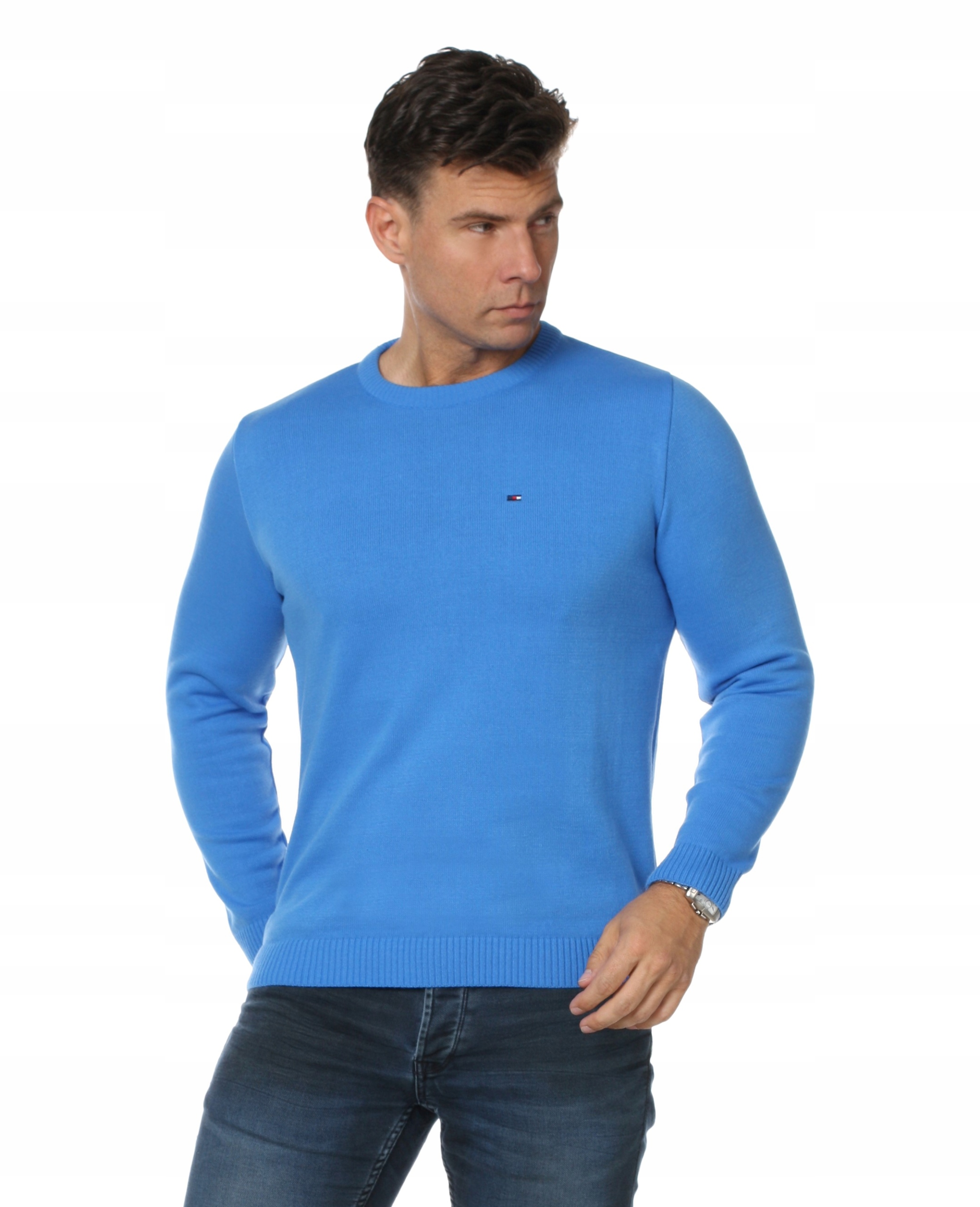 

Męski Sweter Gładki Niebieski r. XL