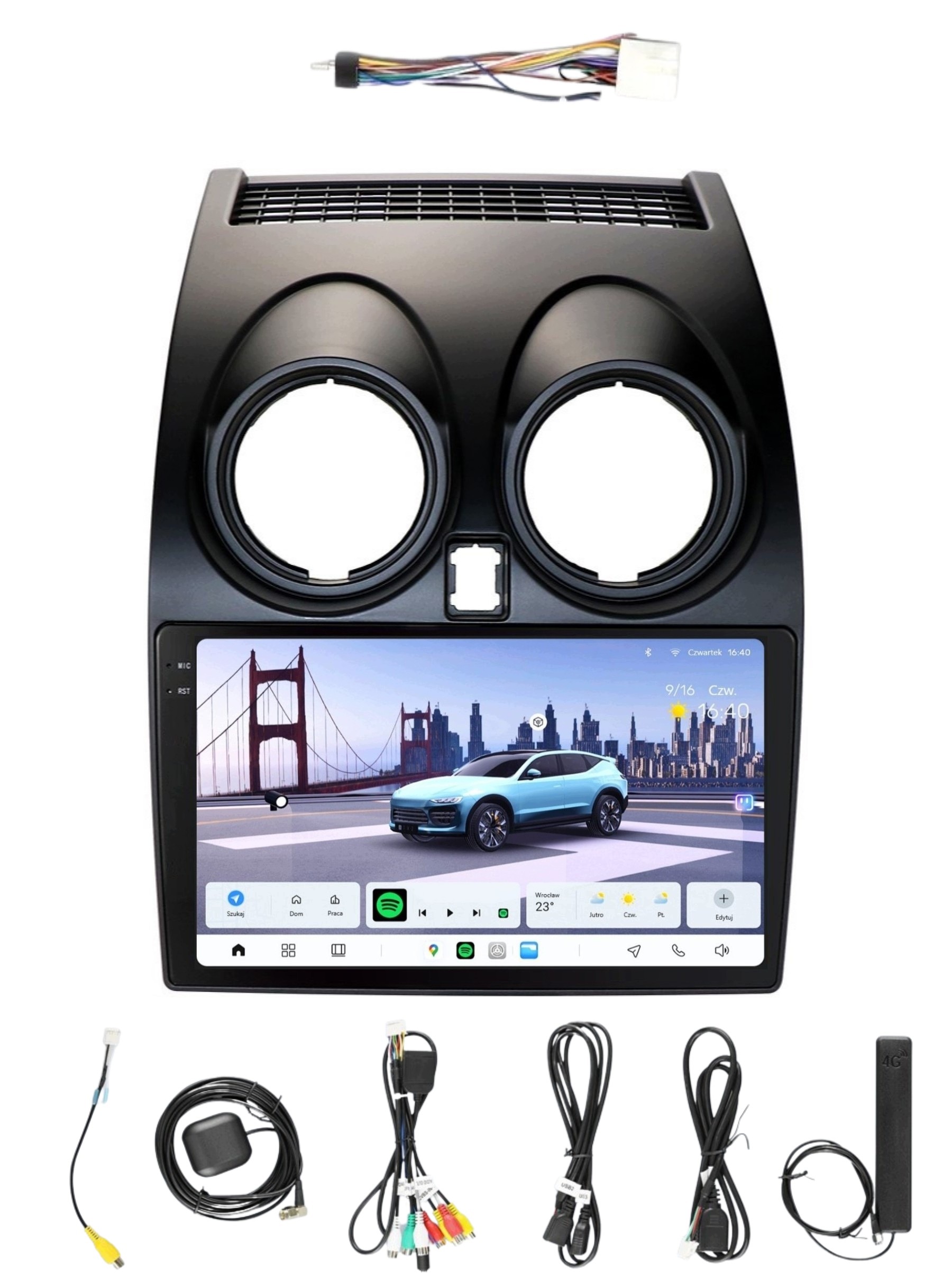Radio 2DIN Aura Ai Nawigacja Android Nissan Qashqai 8GB Lte Dsp Carplay