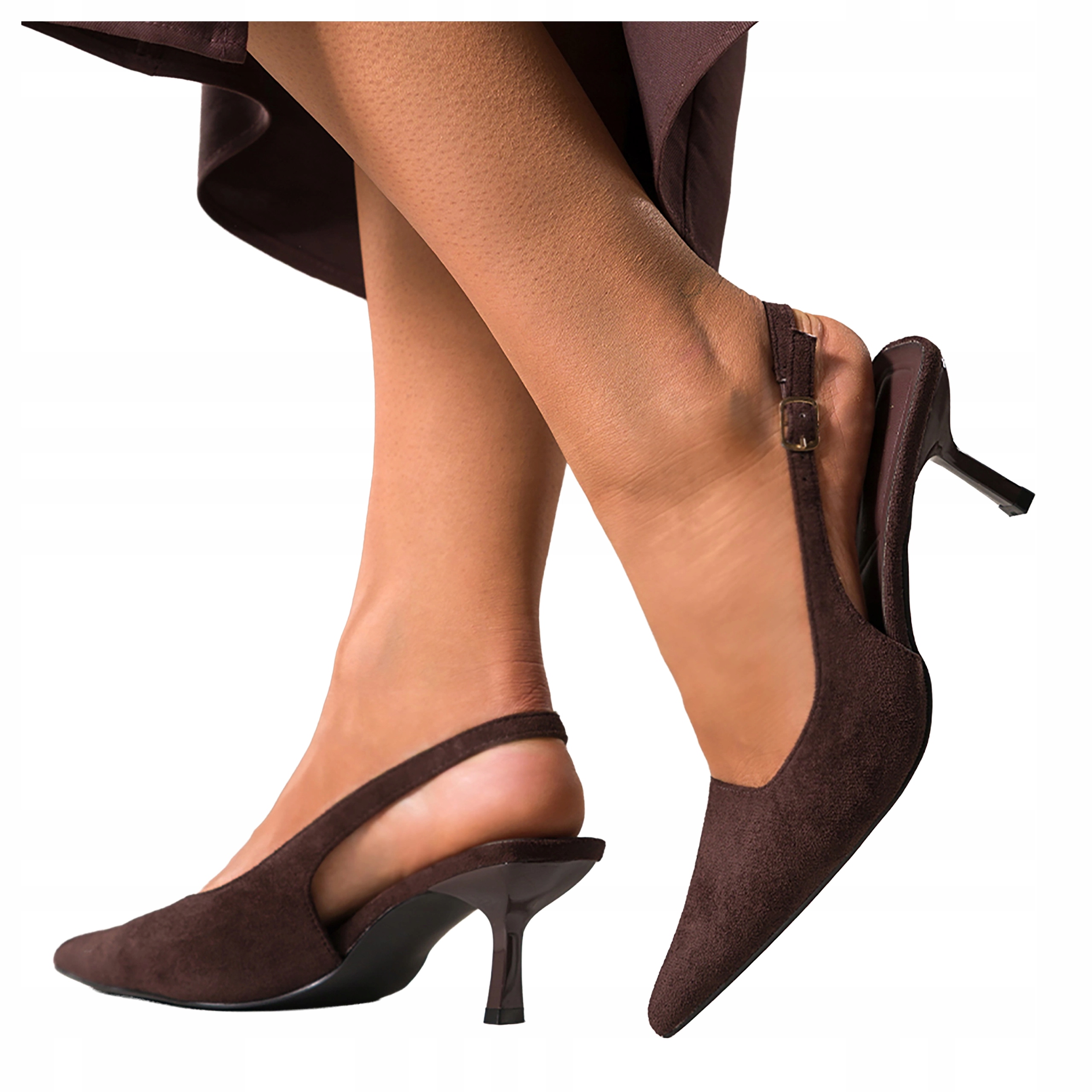 Čokoládové Lodičky Dámské Podpatek Sklenička Odhalená pata Špendlíky vel 38