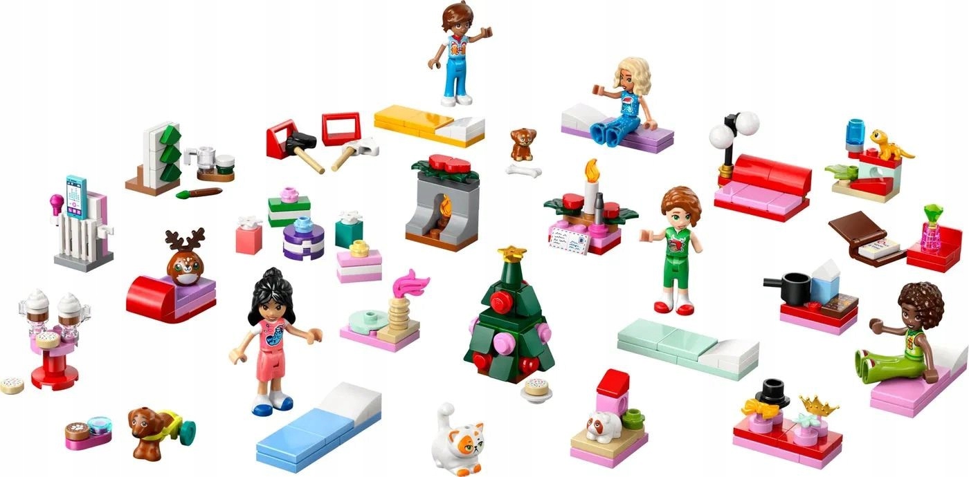 Адвент-календарь LEGO Friends 42668 2025, 24 сюрприза: 5 мини-кукол и 5 зверюшек, 237 деталей — фото 2