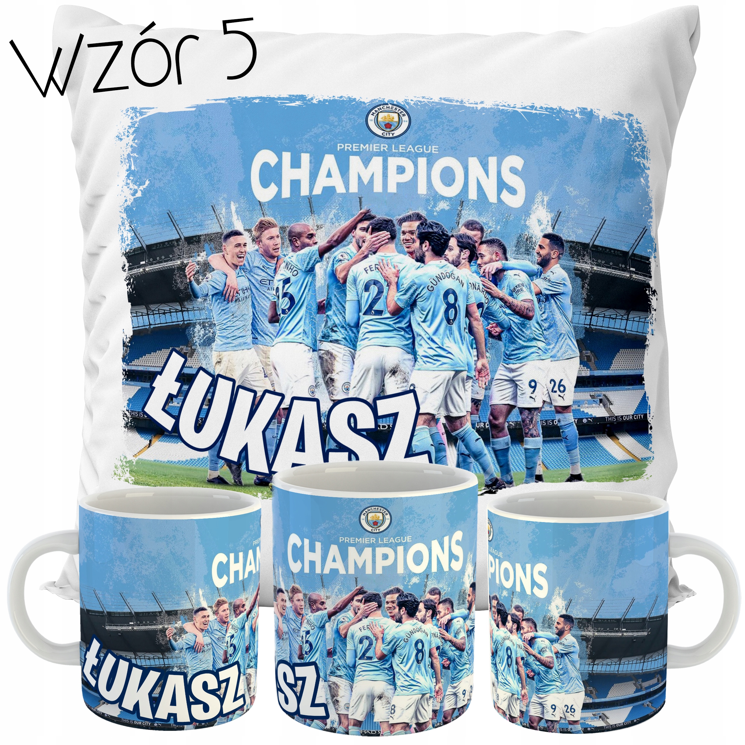 ZESTAW KUBEK + PODUSZKA MANCHESTER CITY F.C IMIĘ Bohater Inny