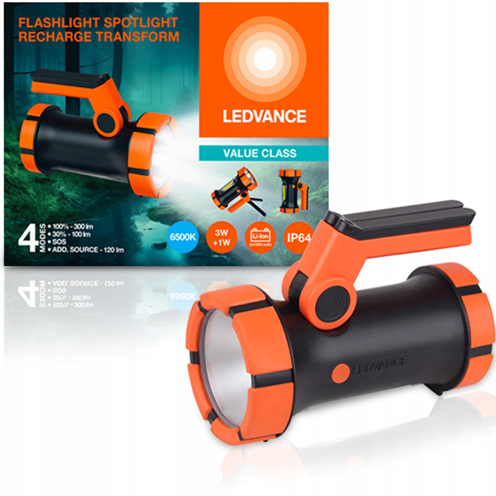 Ruční reflektorová Led svítilna Powerbank 300lm boční světlo Ledvance