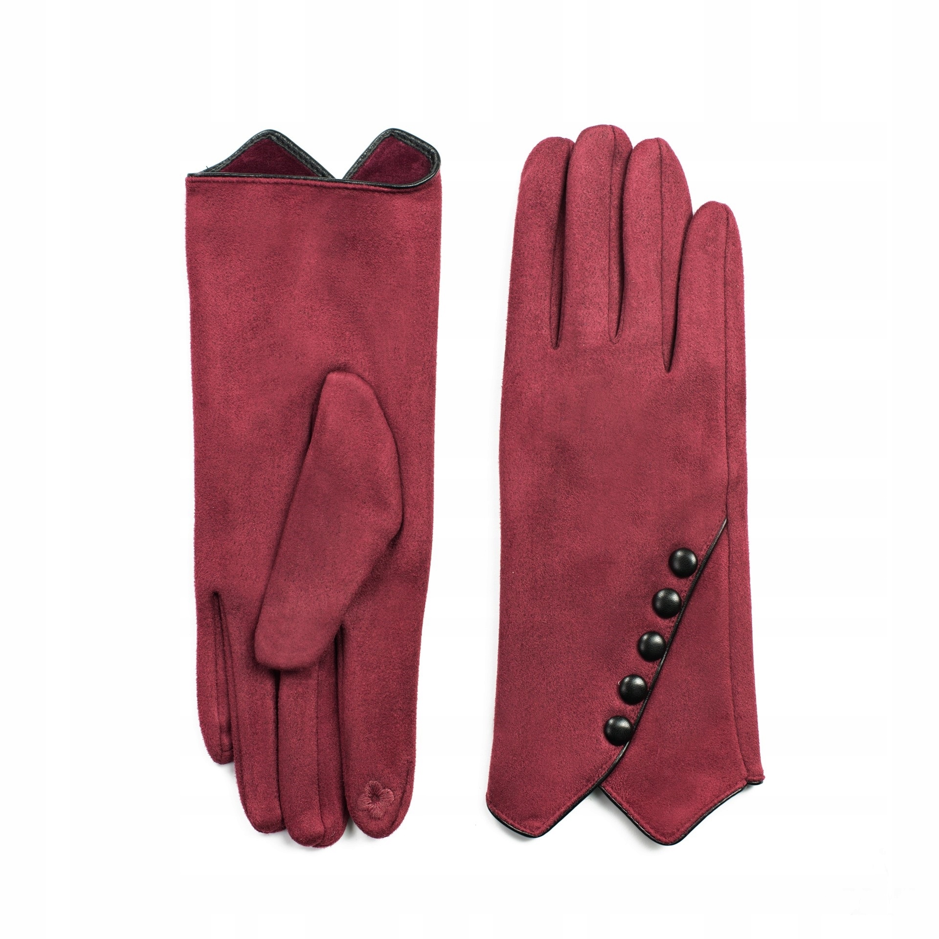 

Eleganckie rękawiczki welurowe z guziczkami