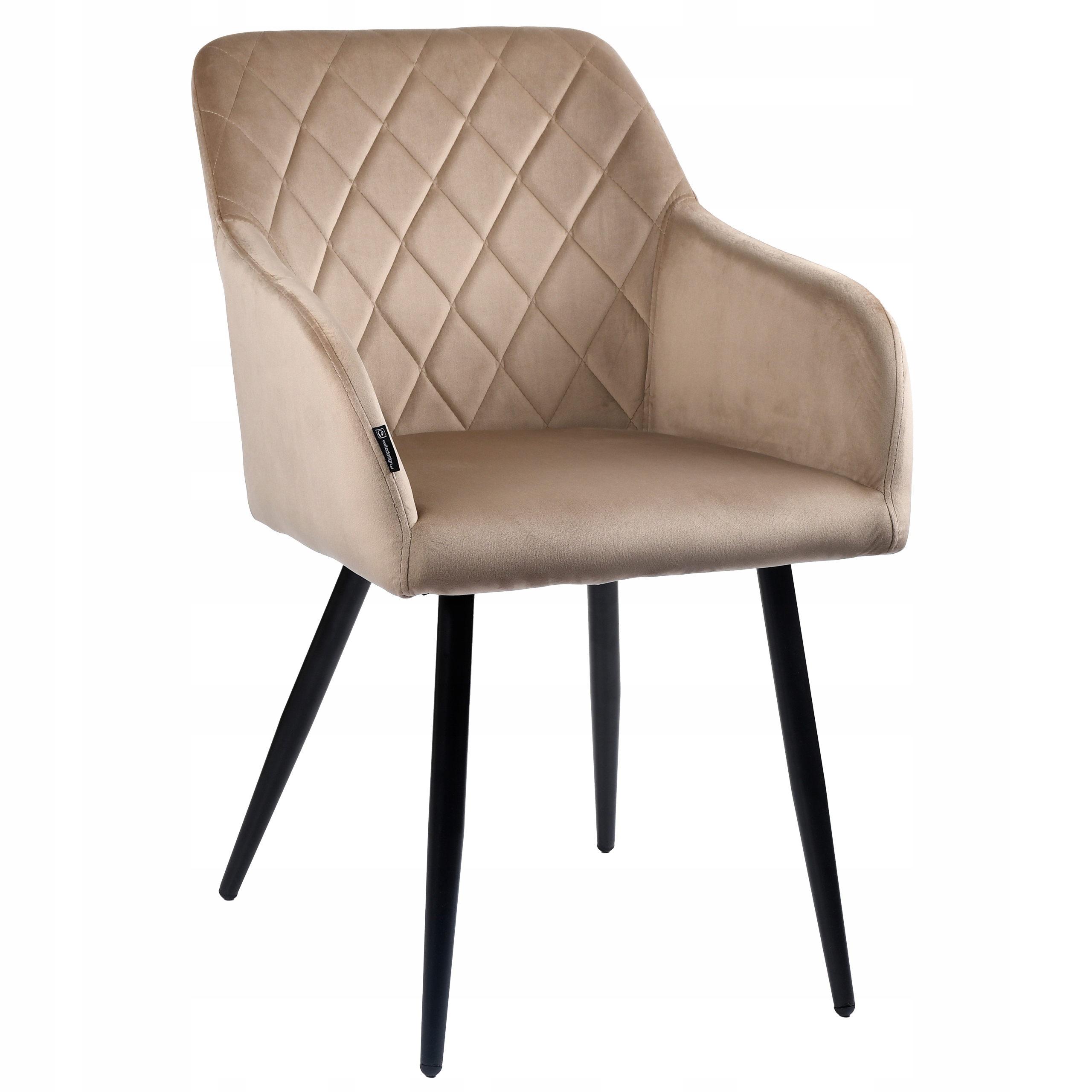Krzesło tapicerowane welurowe beżowe do salonu, jadalni i kuchni Milton