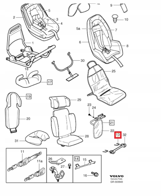 Uchwyt isofix przod Volvo