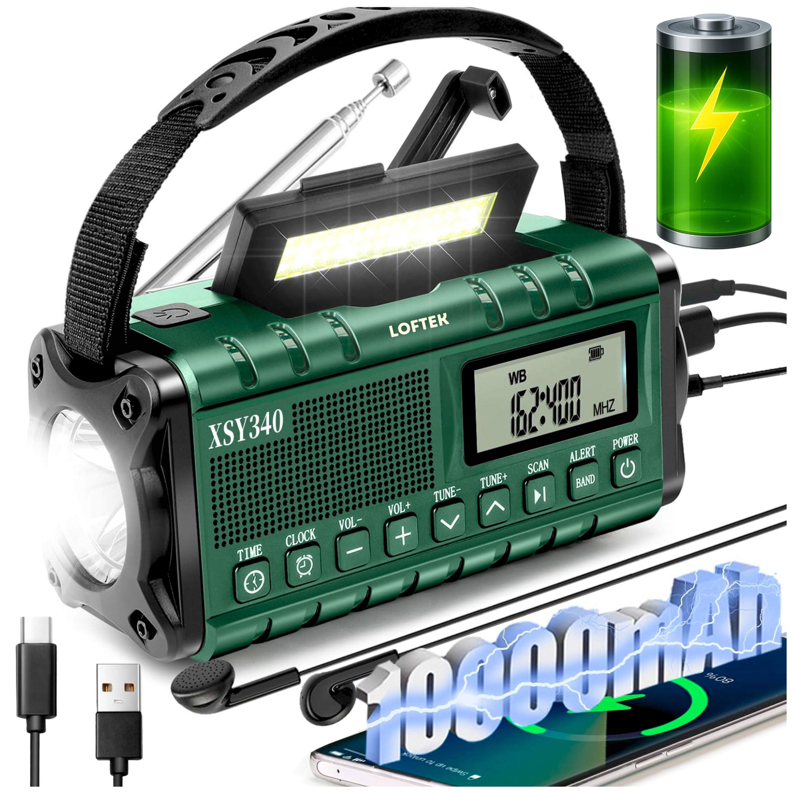 Prenosné Kuchynské Rádio Solárne Dynamo Stavebné Baterka Powerbank 3000 mAh