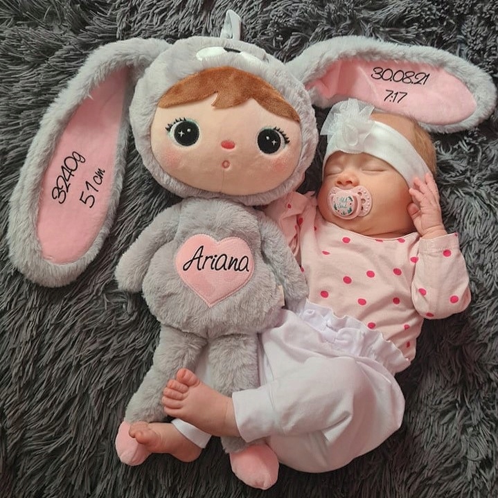 Przytulanka Króliczek imię metryczka prezent 50 cm