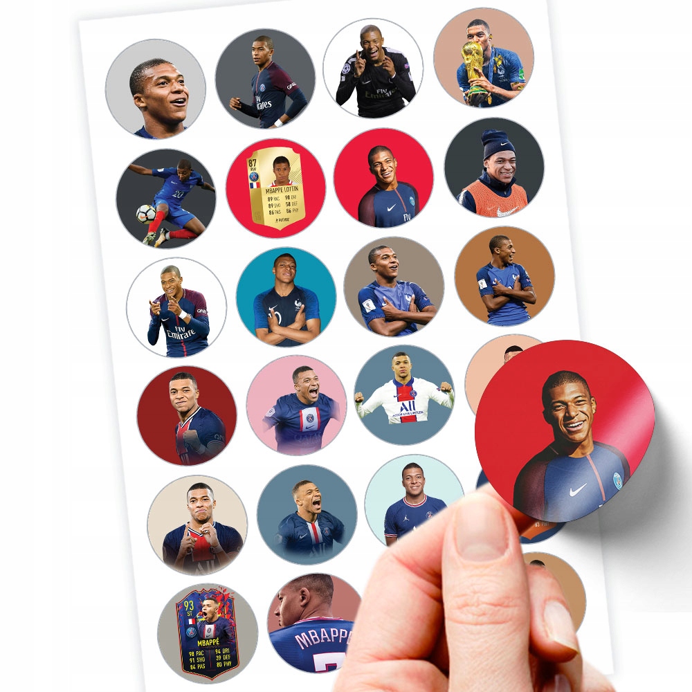 MARKOWE NAKLEJKI MBAPPE SUPER JAKOŚĆ 24SZT
