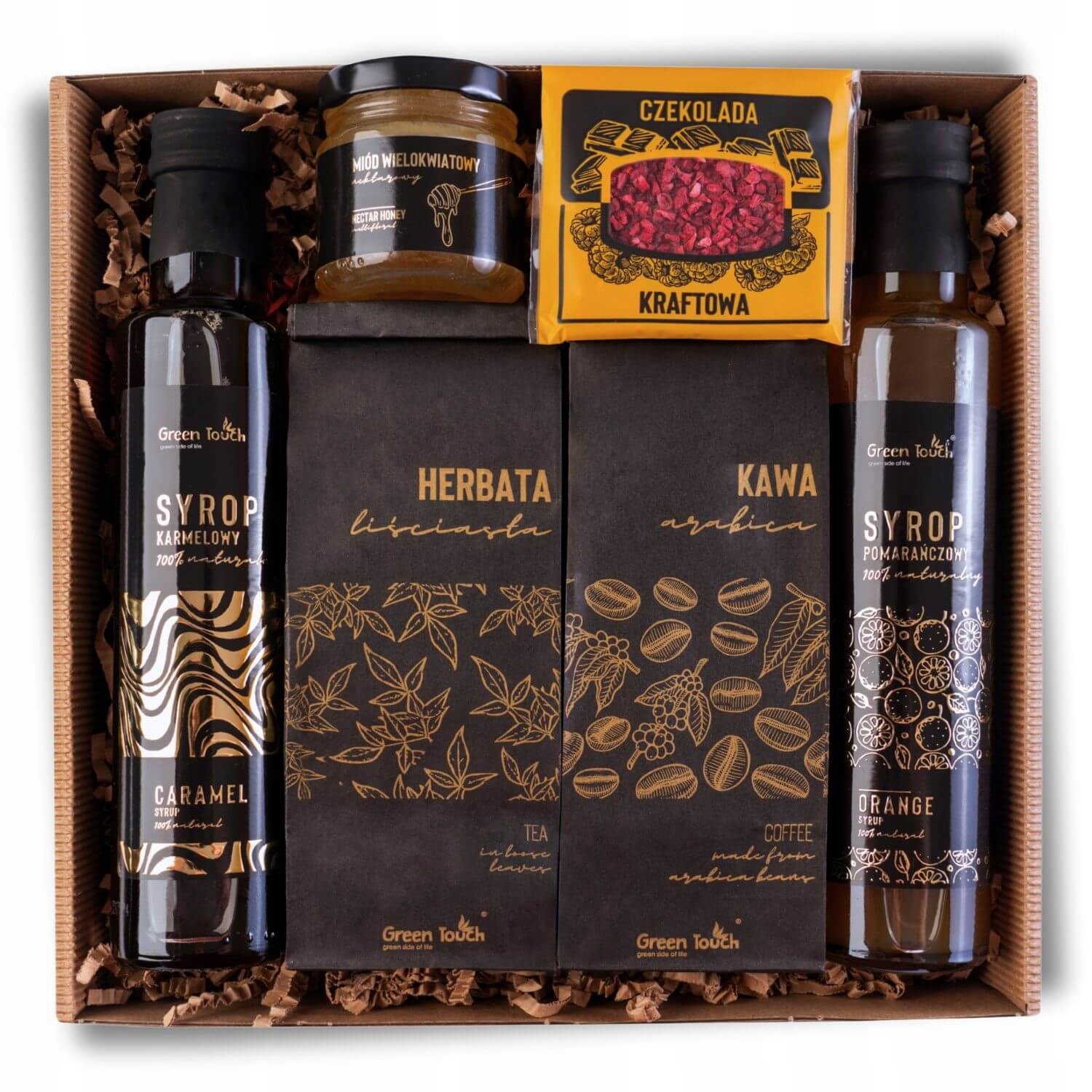 Levně Set Dárkový Koš dárek sirupy čaj káva med přírodní box
