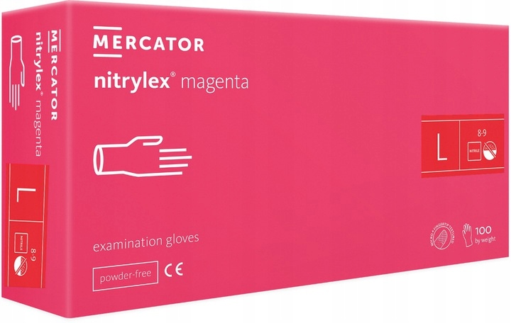 Rękawice Nitrylowe 100 szt. 9-L Nitrylex Magenta - 10 szt.
