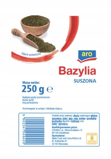 aro Bazalka sušená 6 x 250 g velké balení pro gastronomii