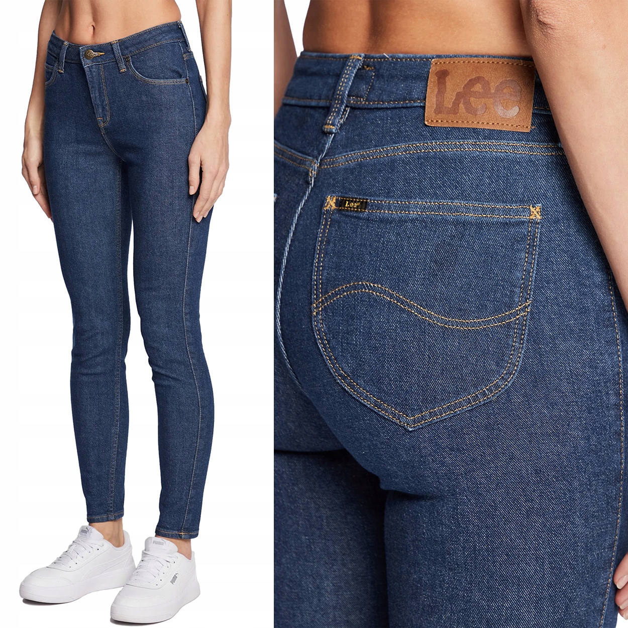 Lee Scarlett High Dark Hydro Vysoké Dámské Džínové Kalhoty Úzké Nohavice W27 L31