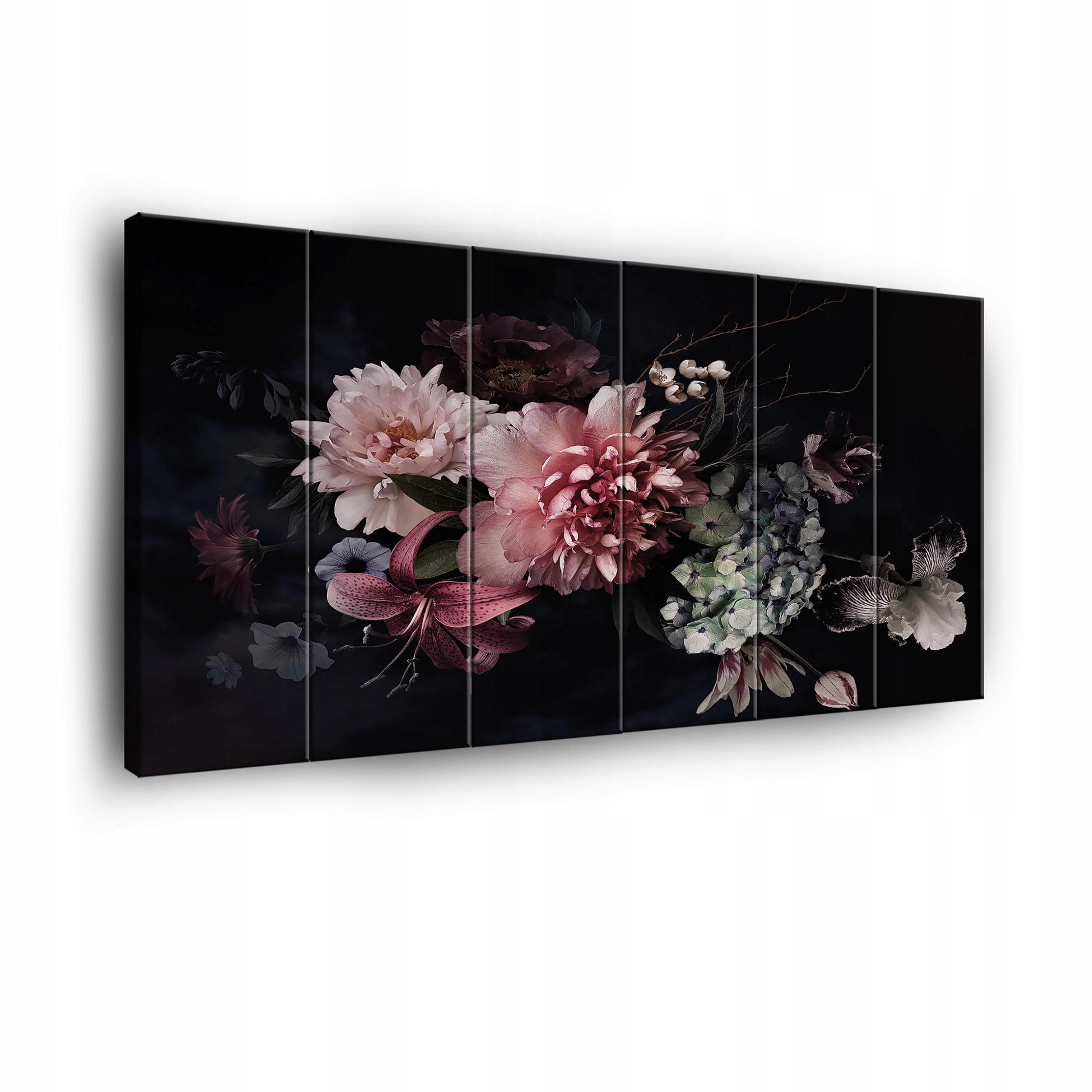 Obraz Kvety Čierne Pozadie Na Plátne Stena 6 Častí Spálňa Obývacia Izba 180x100