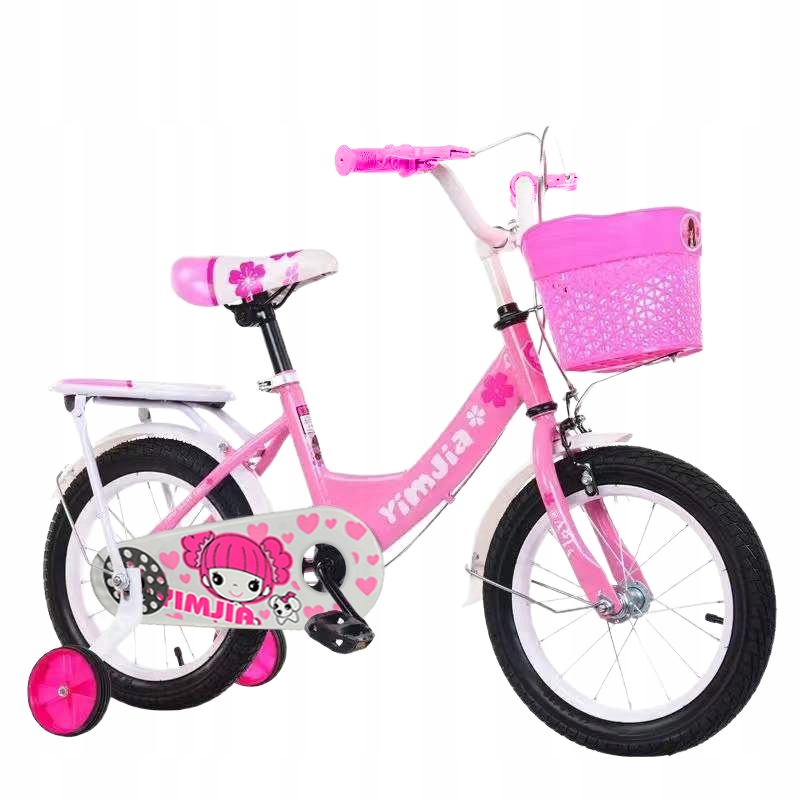 Rower Dziecięcy Różowy 16 Cali Boczne Koła Koszyk Bagażnik Darmat Light 555