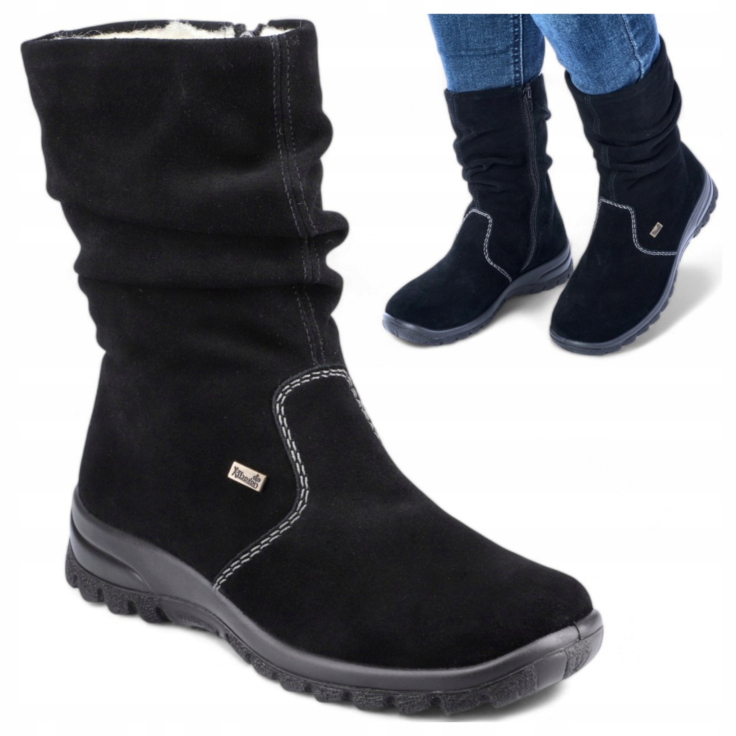 Dámské Zimní Zateplené Boty 40 Sněhule Kožené Rieker Vysoké Kozačky