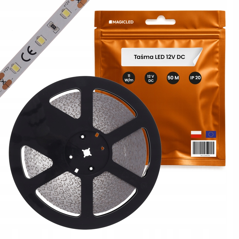 Led pásik 2835 12V IP20 60 LED/m 1100lm/m Studená biela 10,8W/m Rolka 50m