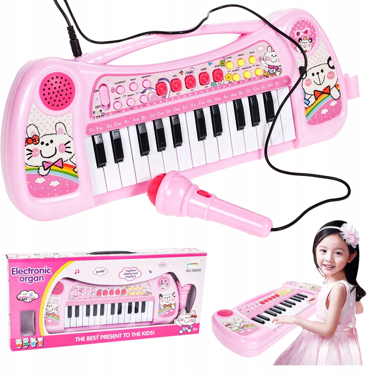 

Pianino Różowe Keyboard Dla Dzieci Organy Mikrofon