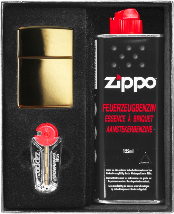 Sada Zippo Zapalovač Brass High Polshed Dárkový No1