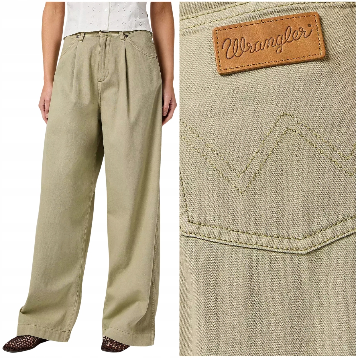 Wrangler Pleated Trouser volné široké dámské látkové kalhoty W27 L30