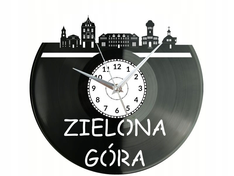 Zielona Góra Město Polsko Nástěnné hodiny Vinylová deska Moderní dekorace