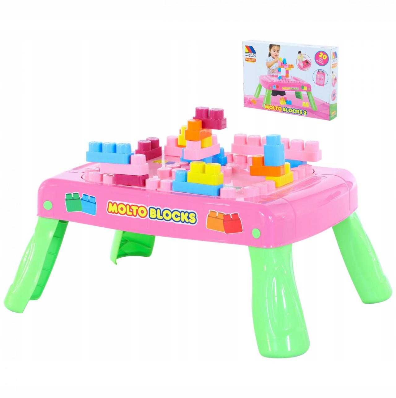 KLOCKI Stolik edukacyjny do zabawy 20el KLOCKI