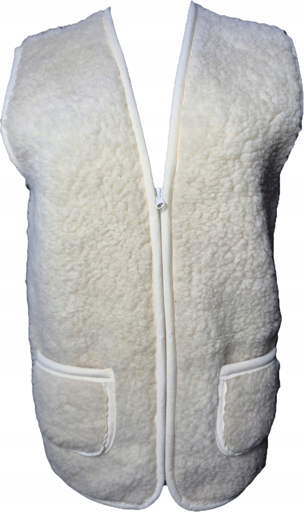 Pánská vlněná vesta 100% přírodní ovčí vlna krémová teplá 3XL