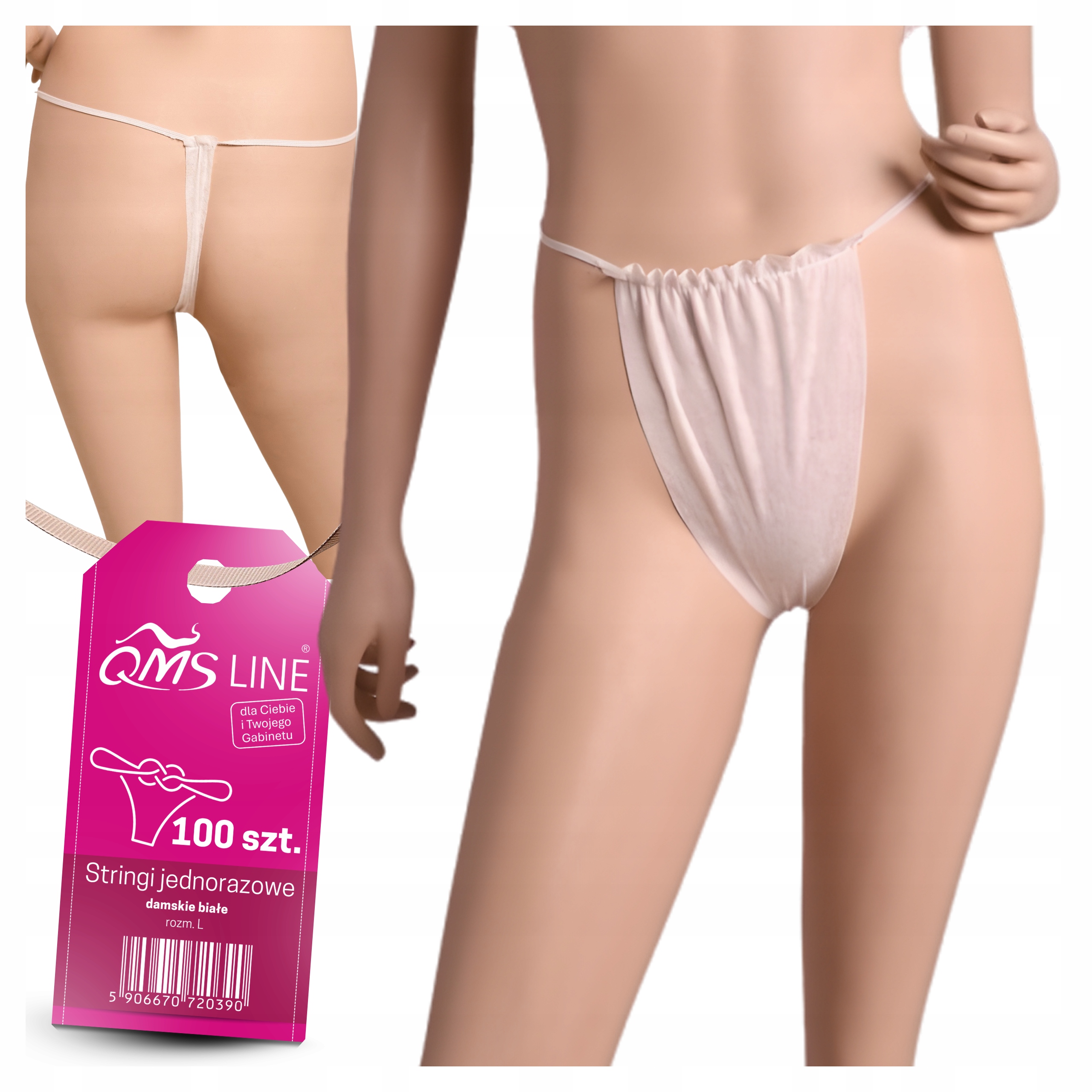 Tanga Netkané Na Jedno Použití Dámské Bílé L 100 Ks pro masážní salony Spa