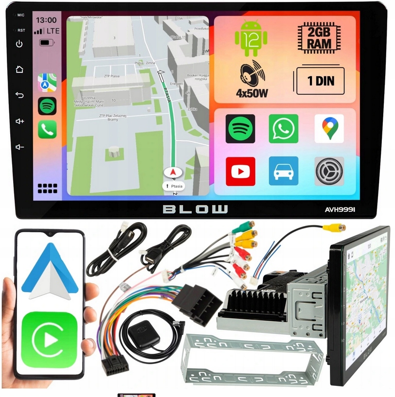 Rádio Blow AVH-9991 1DIN 9" Android/WiFi/GPS/CARPLAY