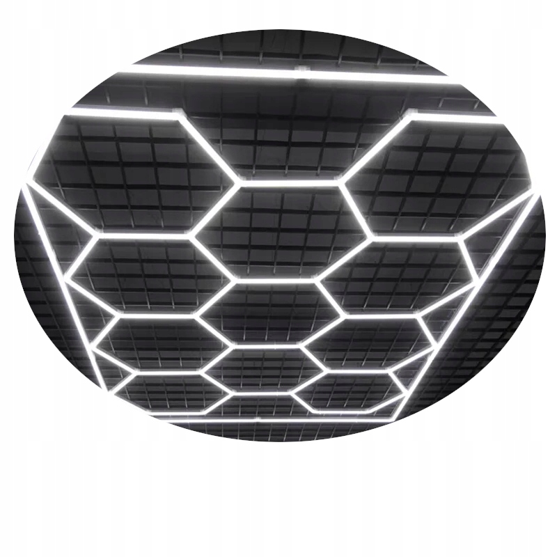 Lampa sufitowa garażowa Led plafon hexagon 366x243cm biała zimna 6500K