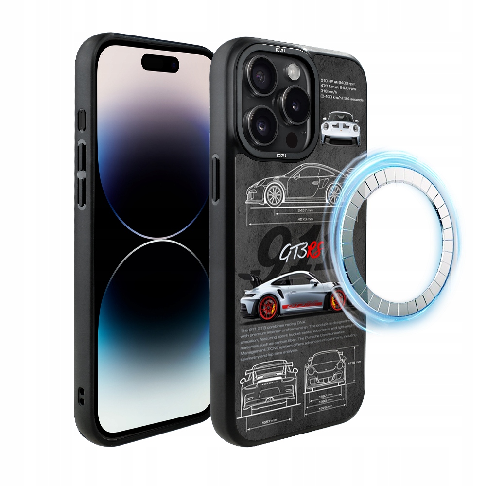 Etui do iPhone 14 Pro Ibizu DropGuard Matt z MagSafe, TechDrive, 911 GT3 Rs