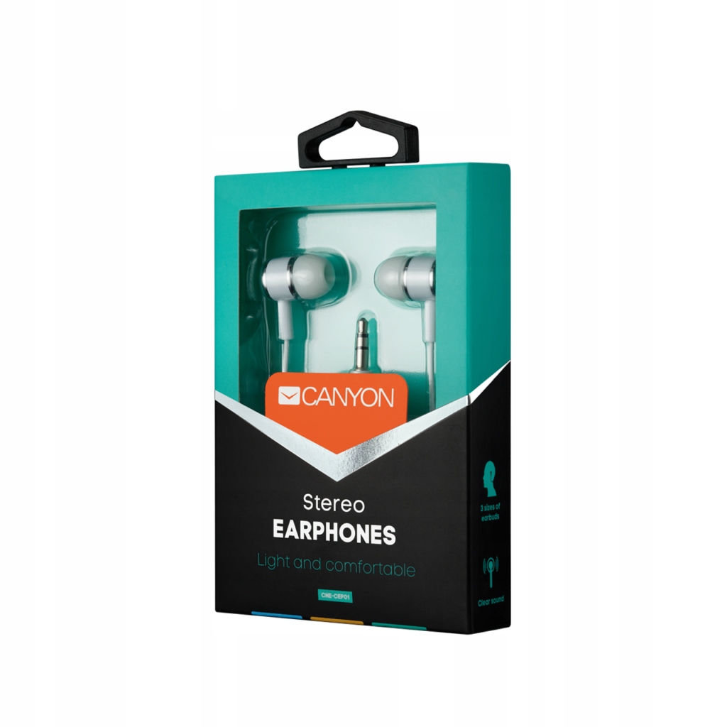 CANYON Słuchawki dokanałowe EPM-01 Mic Mini-Jack 1.2m Białe — 6