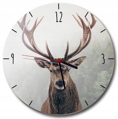 Nástěnné hodiny do obývacího pokoje Jelen na pozadí mlhavého lesa Nástěnná ozdoba 30 cm