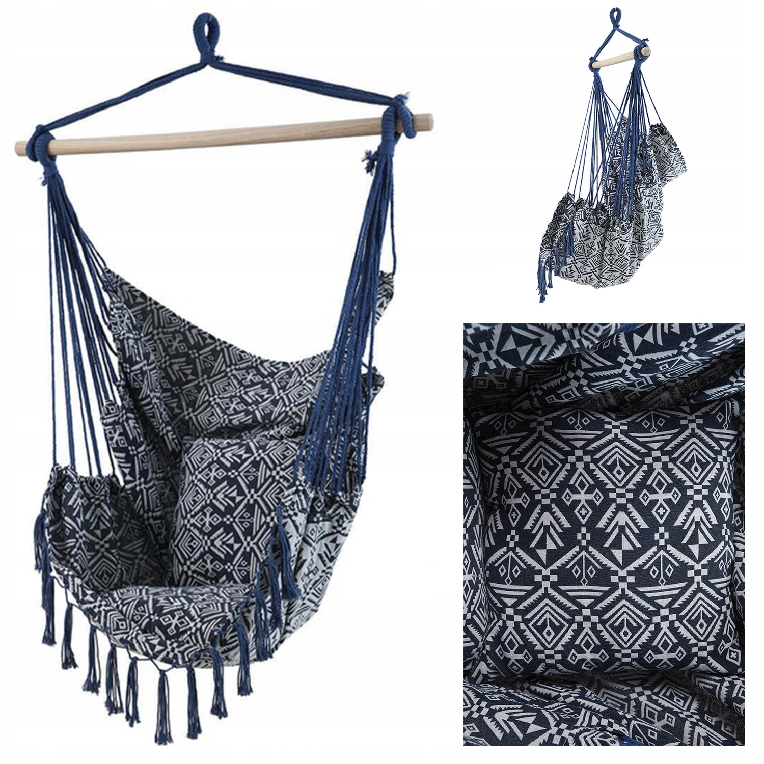 Fotel Krzesło Huśtawka Ogrodowy Dominikana Wiszący Brazylijski na Taras