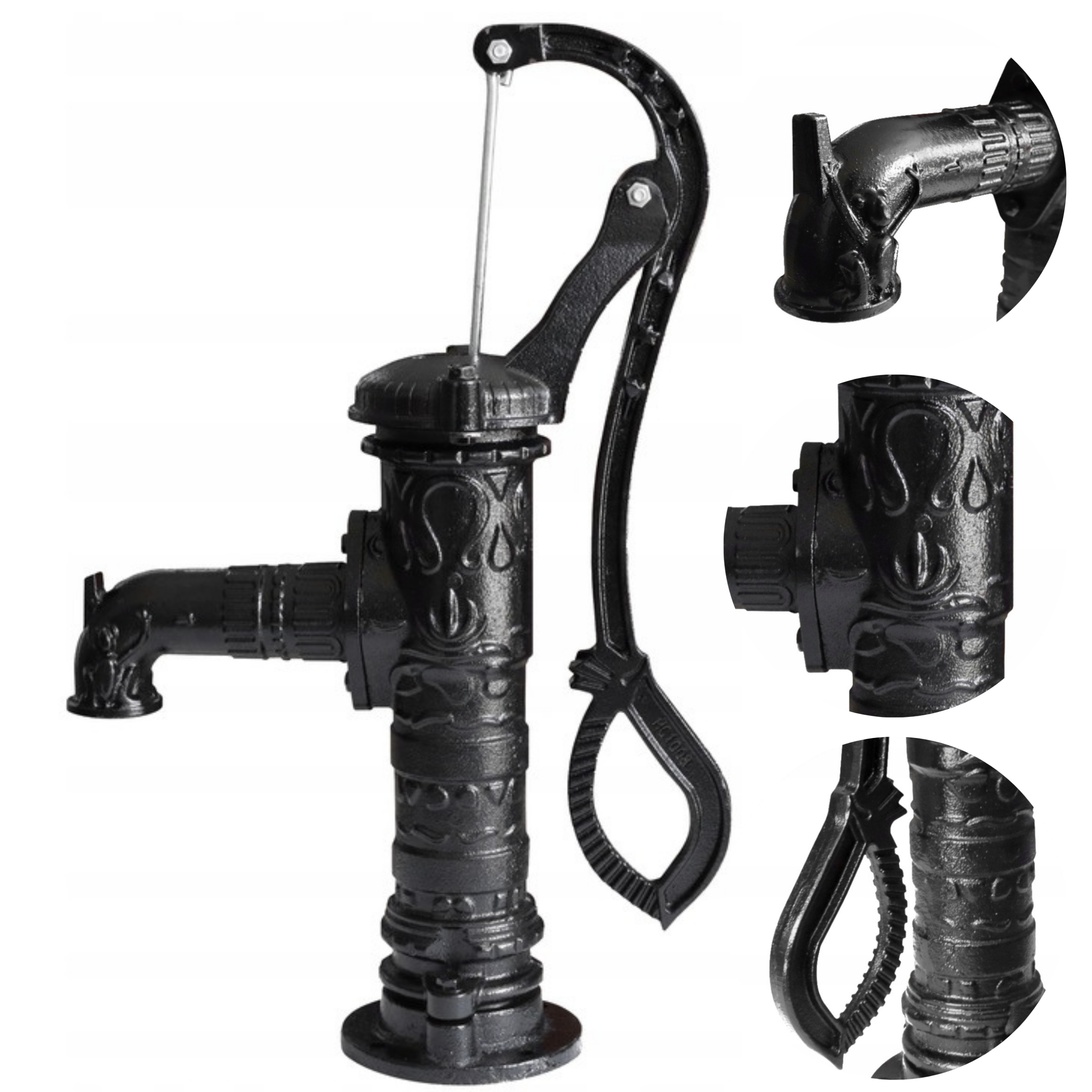 Abisynka Ozdobna Pompa Żeliwna Ręczna Czarna Ogrodowa Delux -wysoka Jakość!