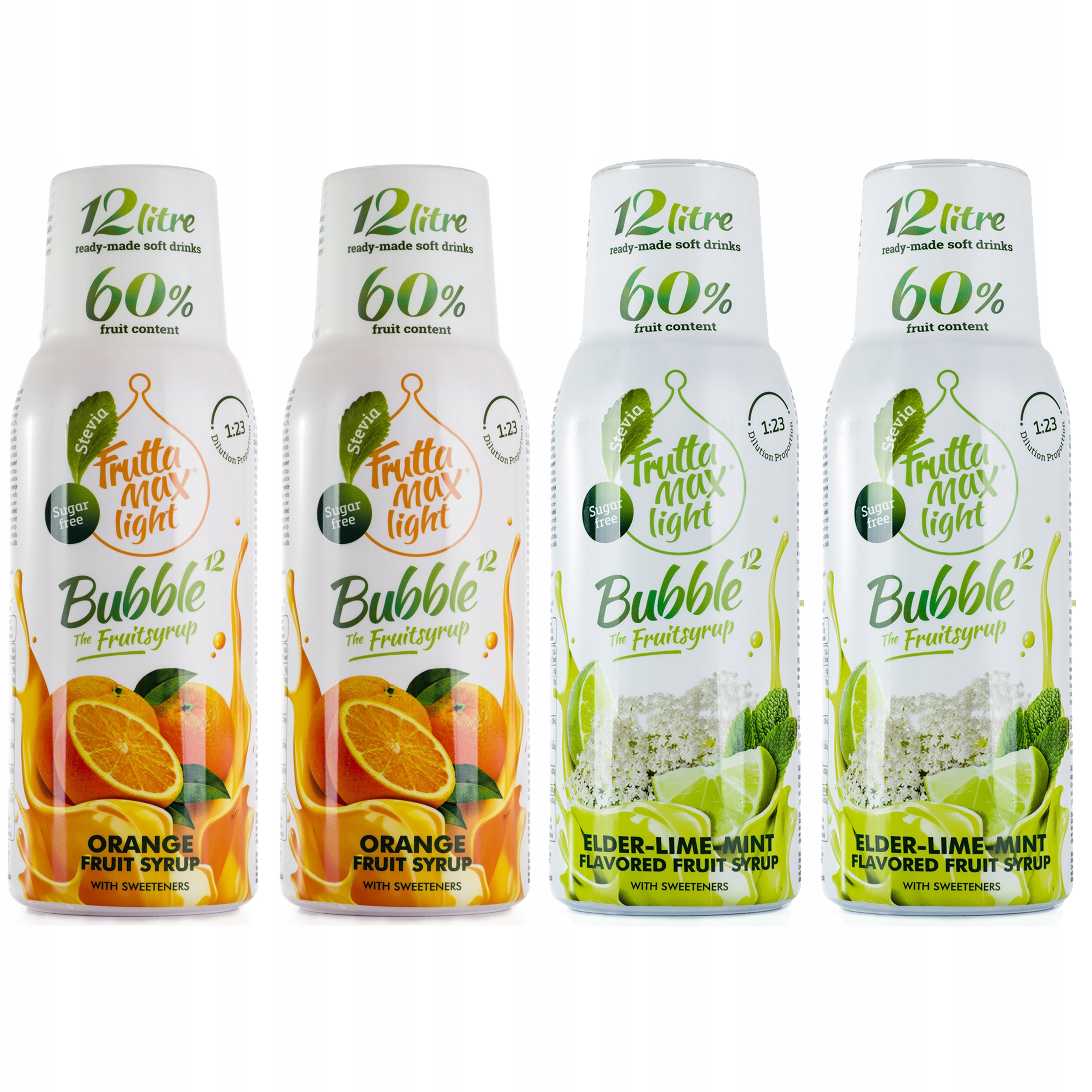 Zestaw 4 syropów do saturatora Soda Stream FruttaMax Light: Bez i Pomarańcz
