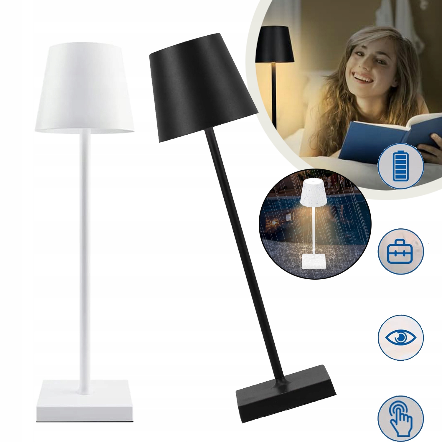 ŚCIEMNIANA LAMPA STOŁOWA LED AKUMULATOR PRZEŁĄCZNIK DOTYKOWY WODOSZCZELNOŚĆ