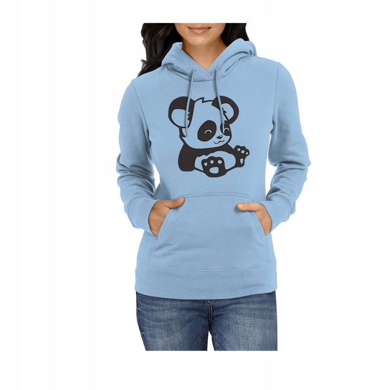

Bluza damska Z Uroczą Pandą, kangurka, błękit M